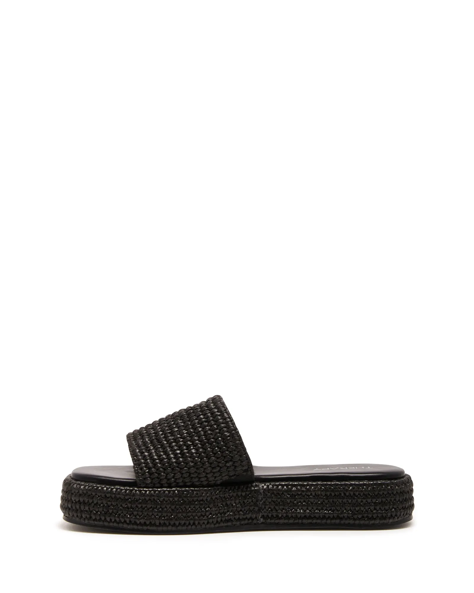 Retro Flatform Sandal Black Raffia