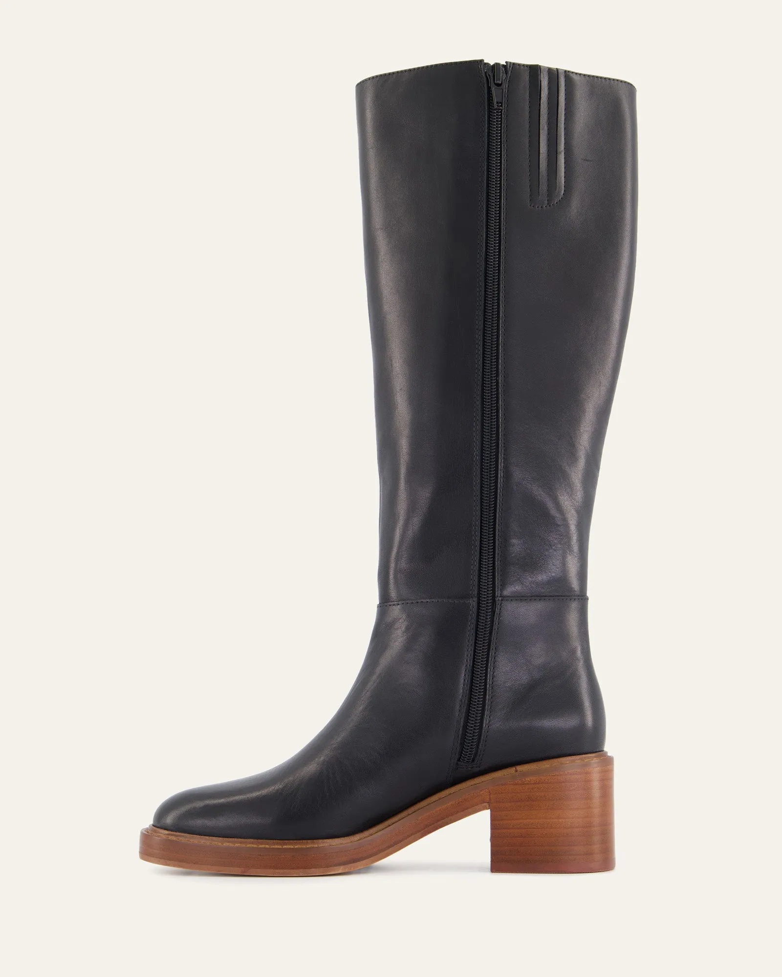 RIO KNEE BOOTS BLACK LEATHER