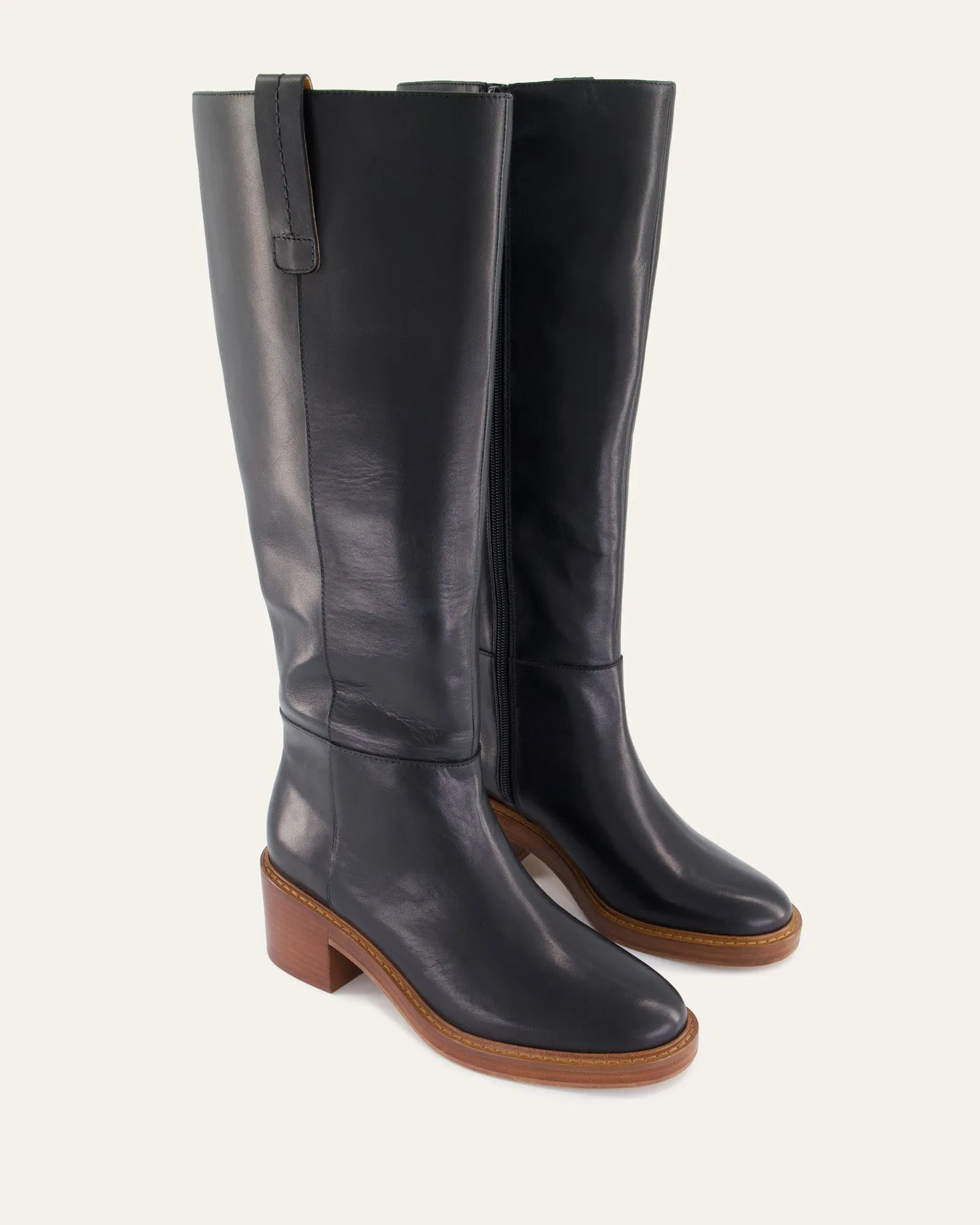 RIO KNEE BOOTS BLACK LEATHER