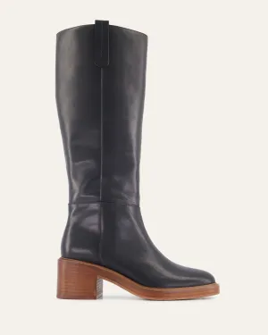 RIO KNEE BOOTS BLACK LEATHER