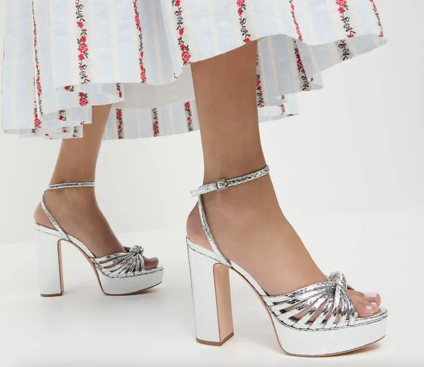 Rivka Leather Knot Platform Sandal Silver