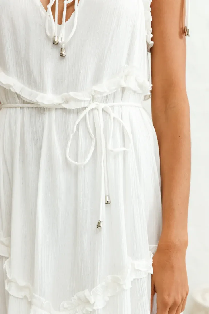 Santa Monica String Tie Maxi Dress White