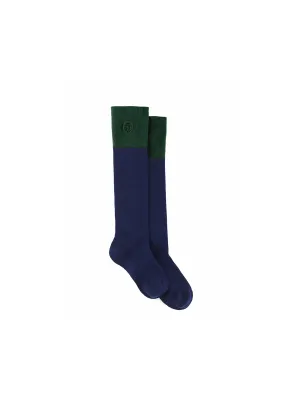 Signature Women's Knee High Socks - Navy & Emerald Green