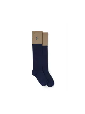 Signature Women's Knee High Socks - Navy & Taupe