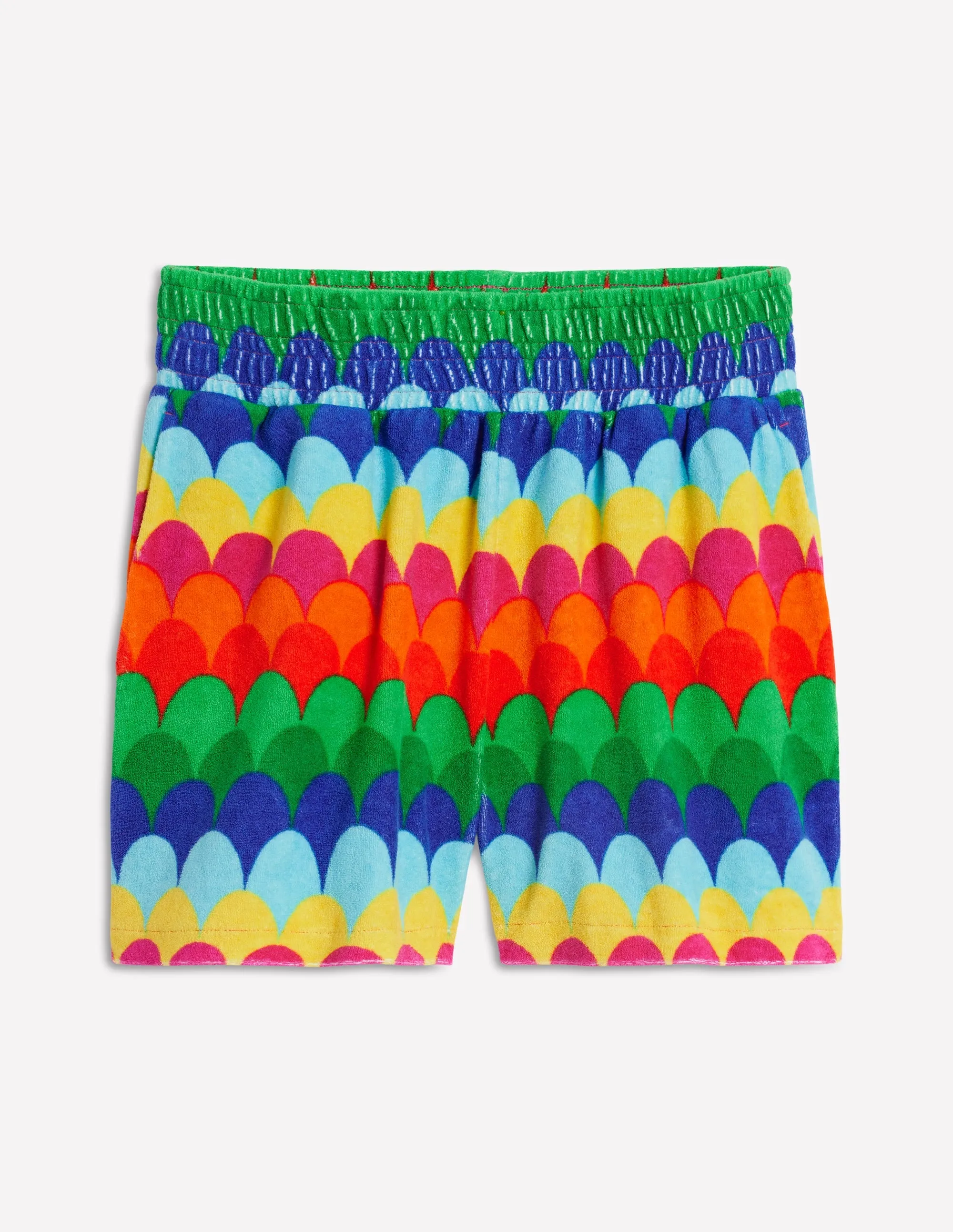 Smocked Towelling Short-Multi. Scallop Stripe