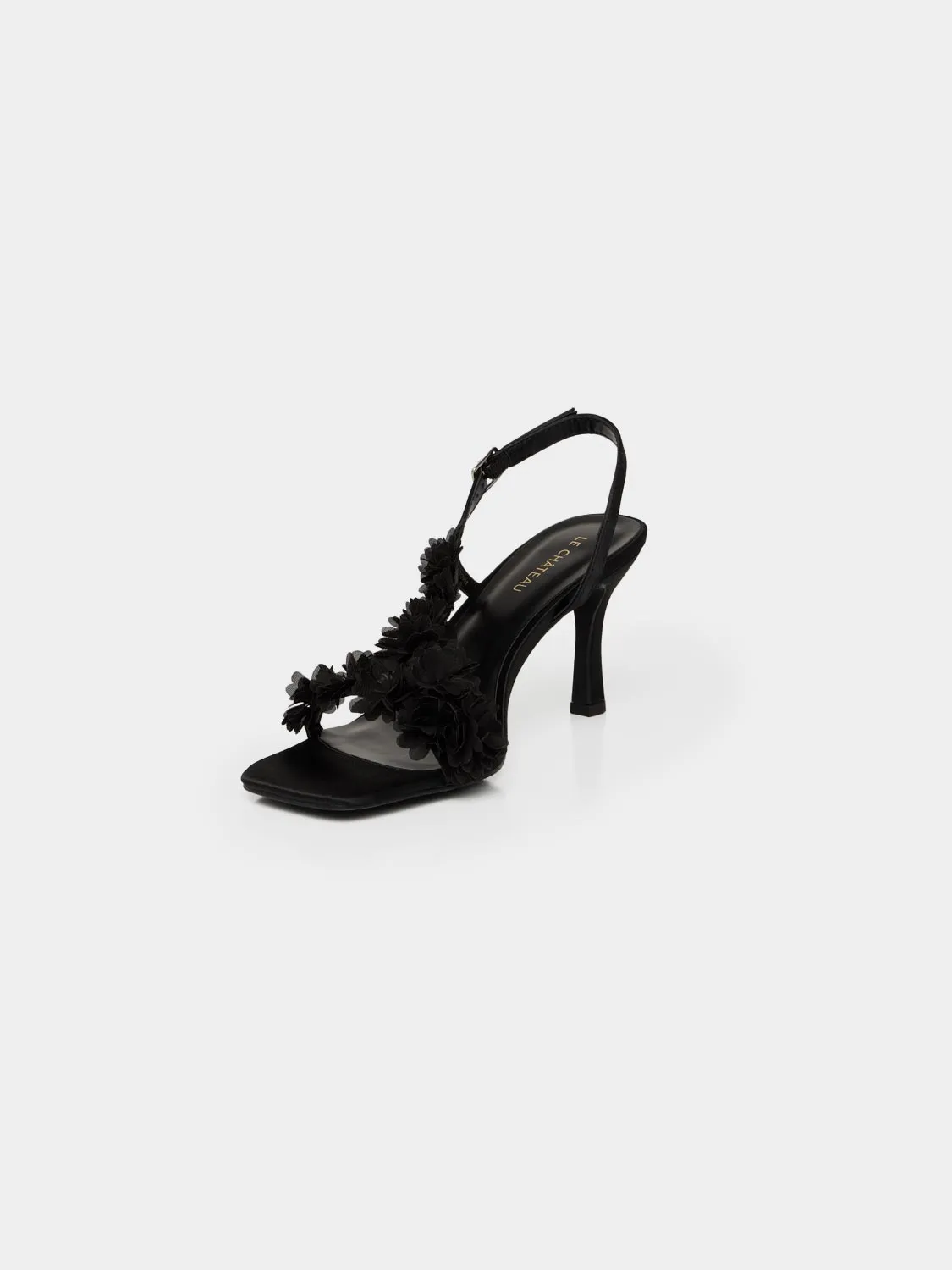 Square Toe Strappy Satin Heel