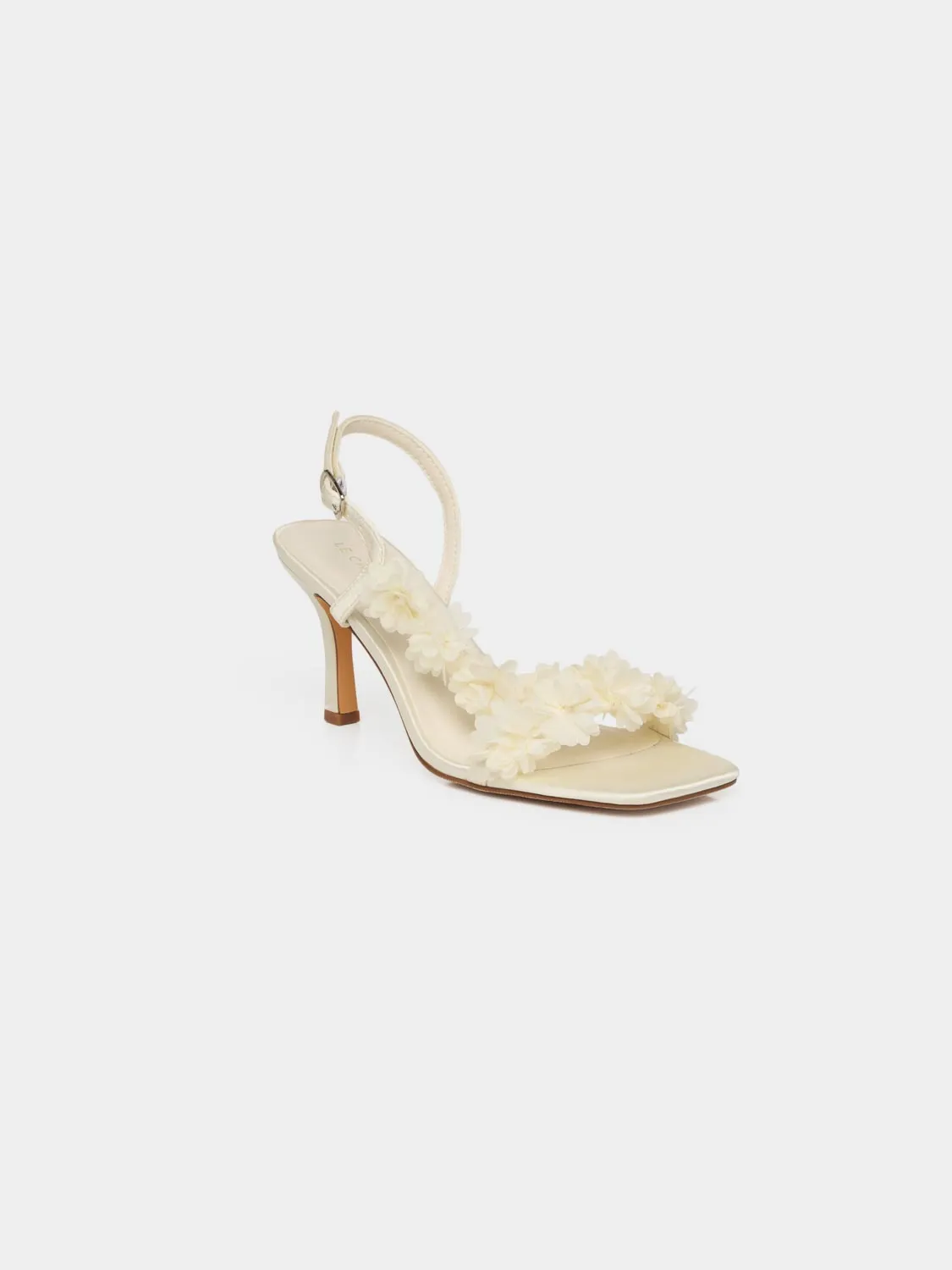 Square Toe Strappy Satin Heel