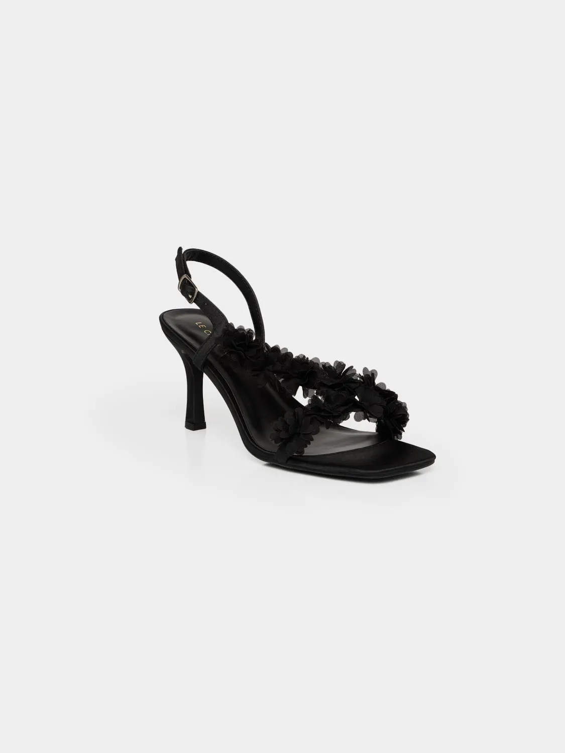 Square Toe Strappy Satin Heel