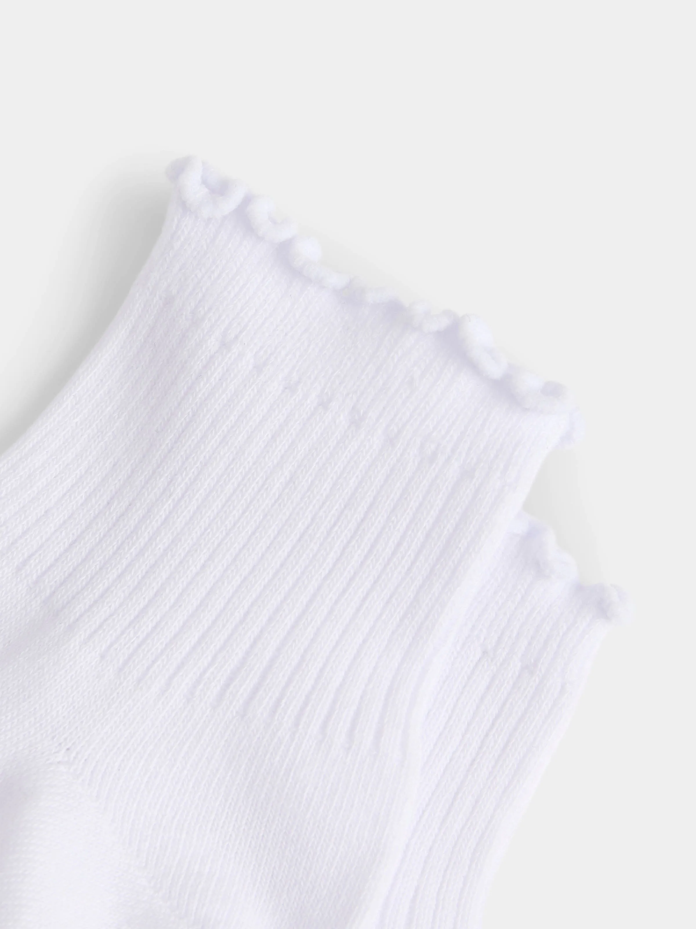 The Ruffle Trim Socks in White
