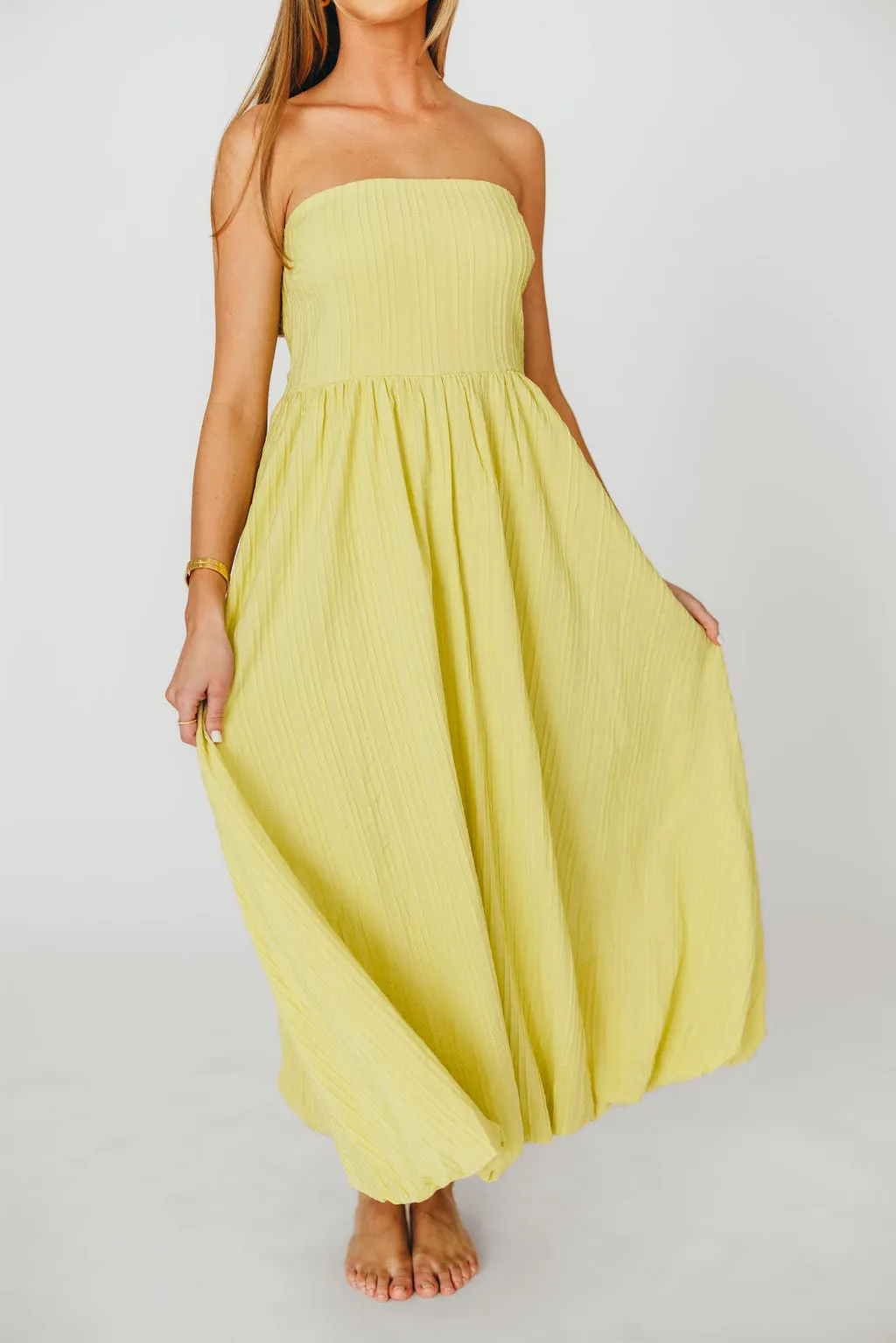 Trinity Strapless Maxi Dress in Celery