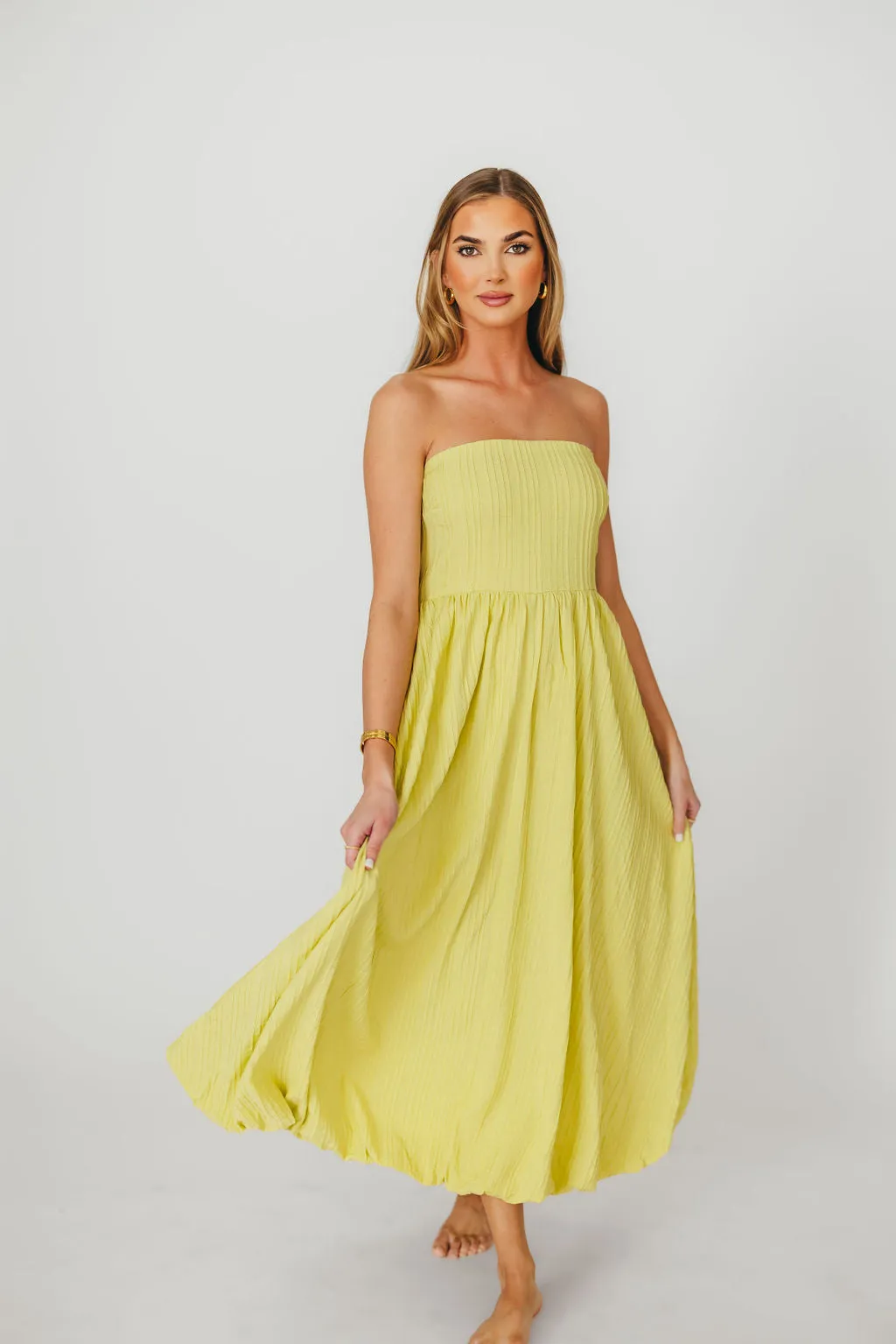 Trinity Strapless Maxi Dress in Celery