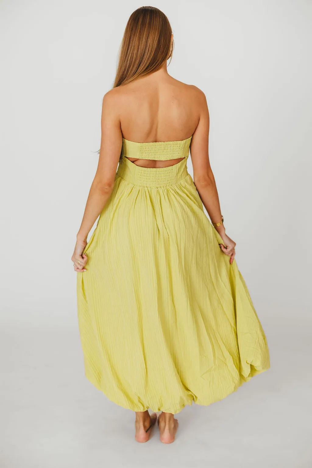 Trinity Strapless Maxi Dress in Celery