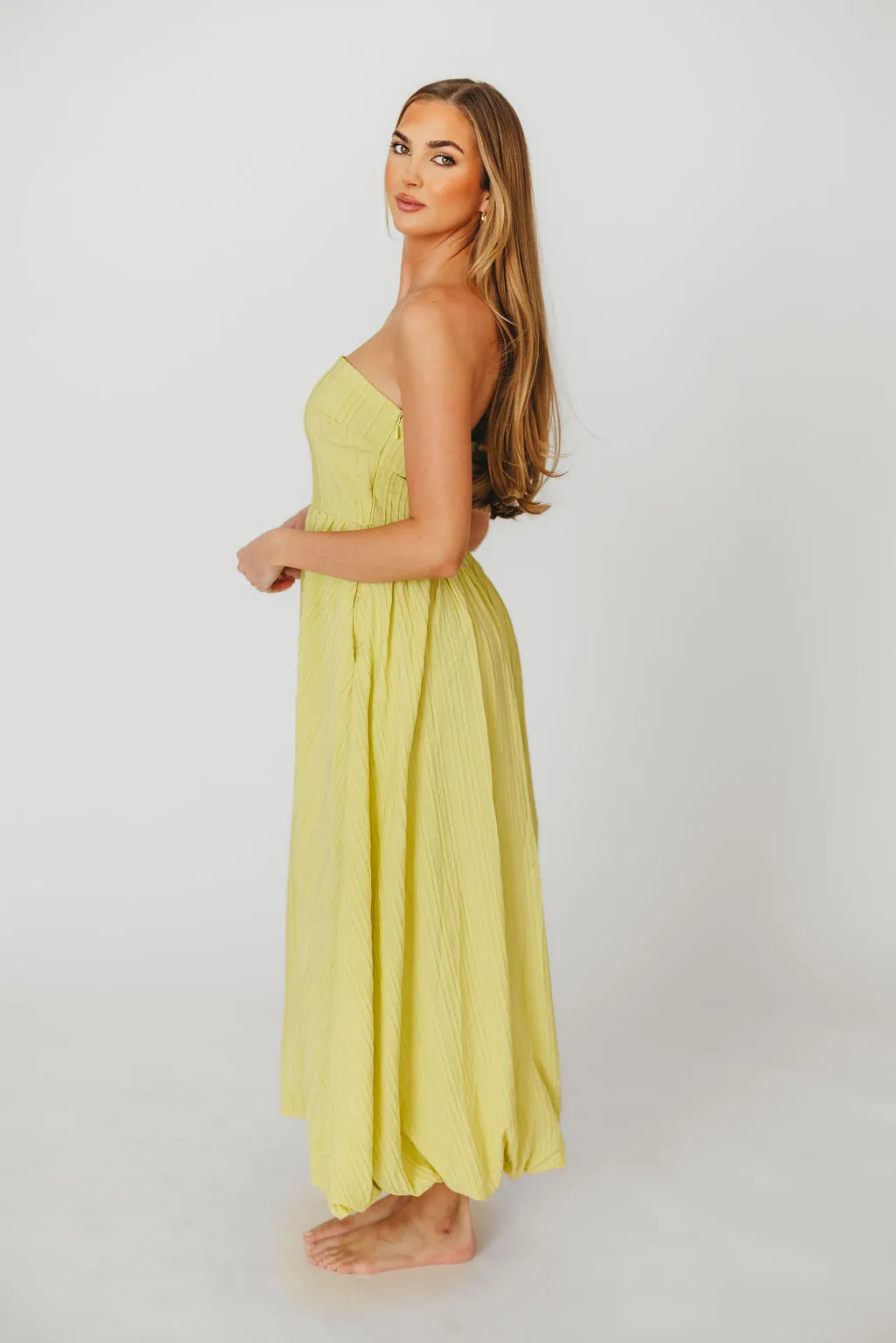Trinity Strapless Maxi Dress in Celery